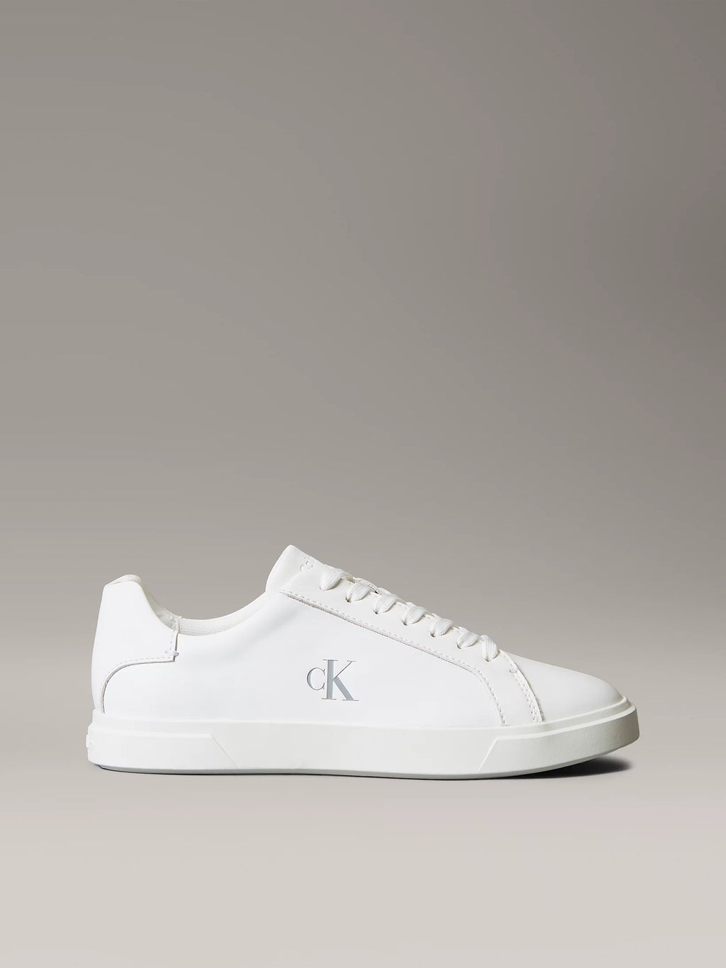 Zapatillas Calvin Klein Piel Logo Distintivo Triple Bright White