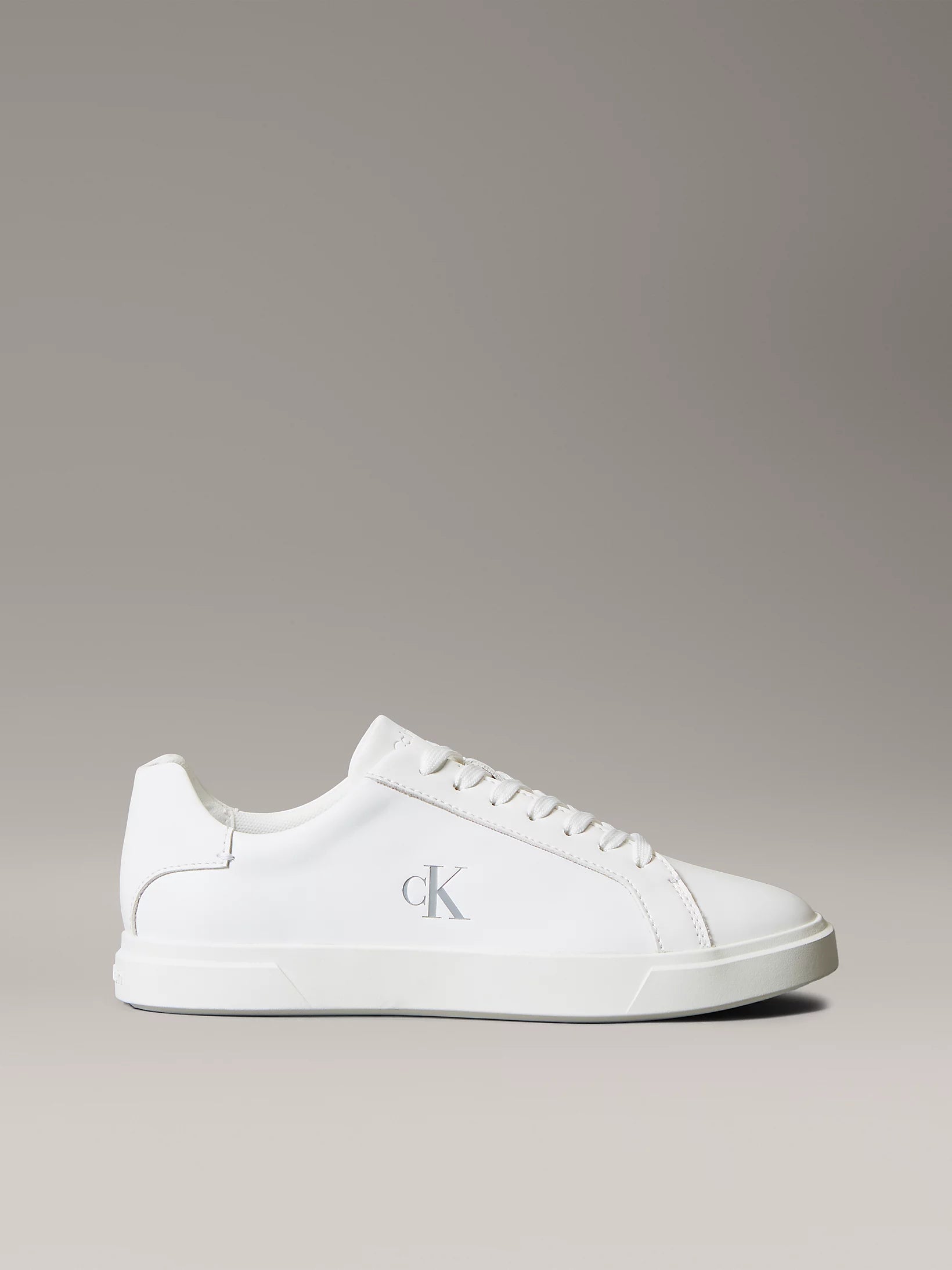 Zapatillas Calvin Klein Piel Logo Distintivo Triple Bright White