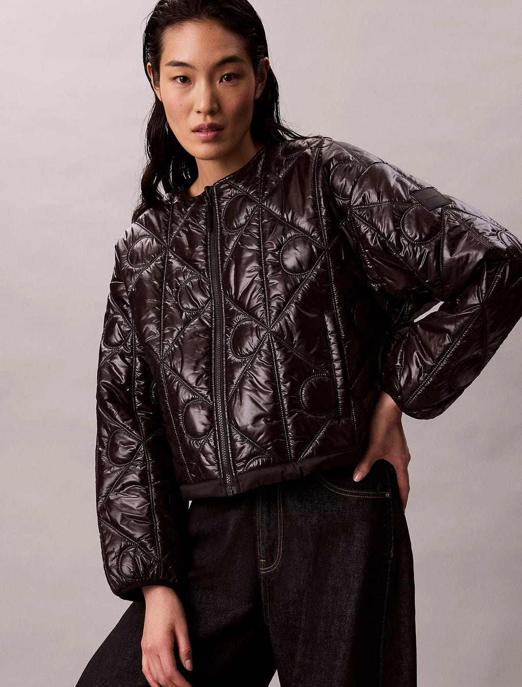 Chaqueta reversible acolchada impermeable Calvin Klein marrón chocolate