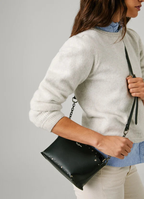 Pepe Jeans Bandolera Efecto Piel con Tachuelas - Negro