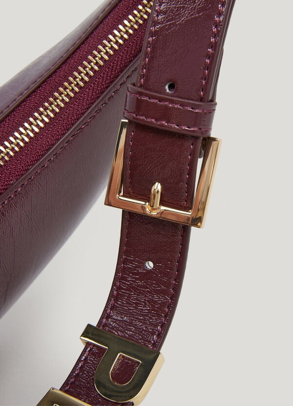 Pepe Jeans Bolso Media Luna Efecto Piel - Burdeos