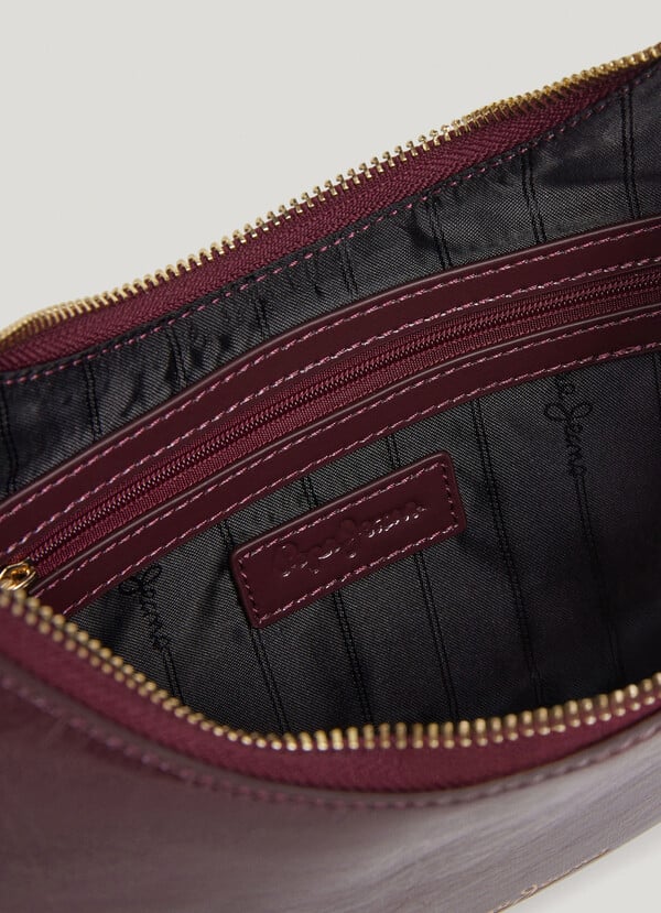 Pepe Jeans Bolso Media Luna Efecto Piel - Burdeos