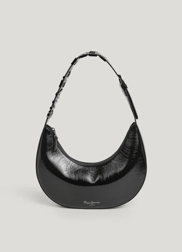 Pepe Jeans Bolso Media Luna Efecto Piel - Negro
