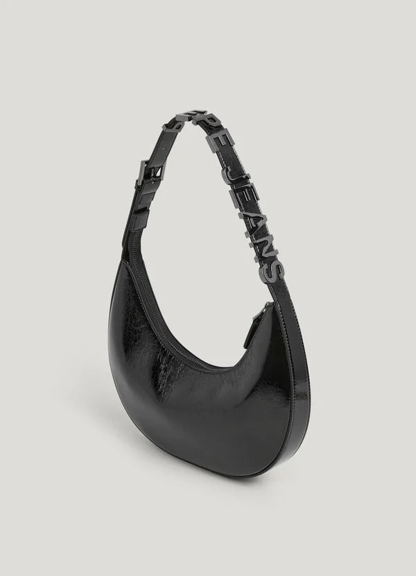 Pepe Jeans Bolso Media Luna Efecto Piel - Negro