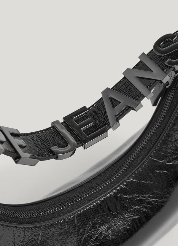 Pepe Jeans Bolso Media Luna Efecto Piel - Negro