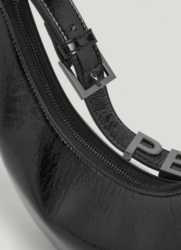 Pepe Jeans Bolso Media Luna Efecto Piel - Negro