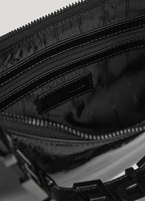 Pepe Jeans Bolso Media Luna Efecto Piel - Negro