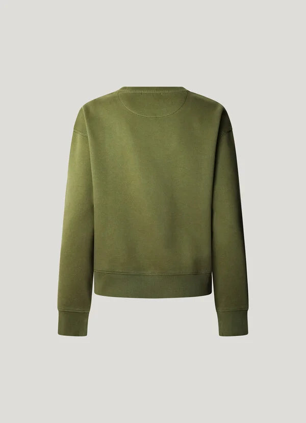 Pepe Jeans Sudadera Cuello Redondo con Logo - Khaki Green
