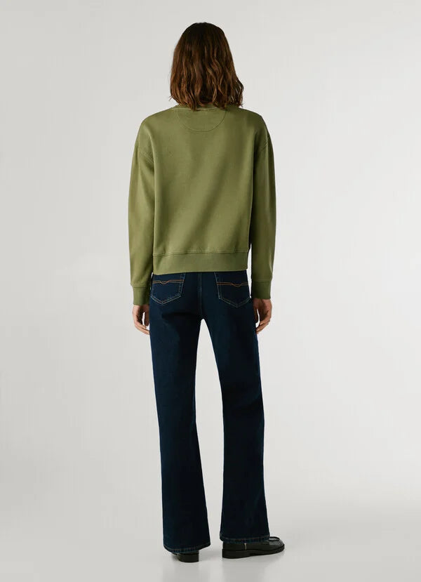 Pepe Jeans Sudadera Cuello Redondo con Logo - Khaki Green