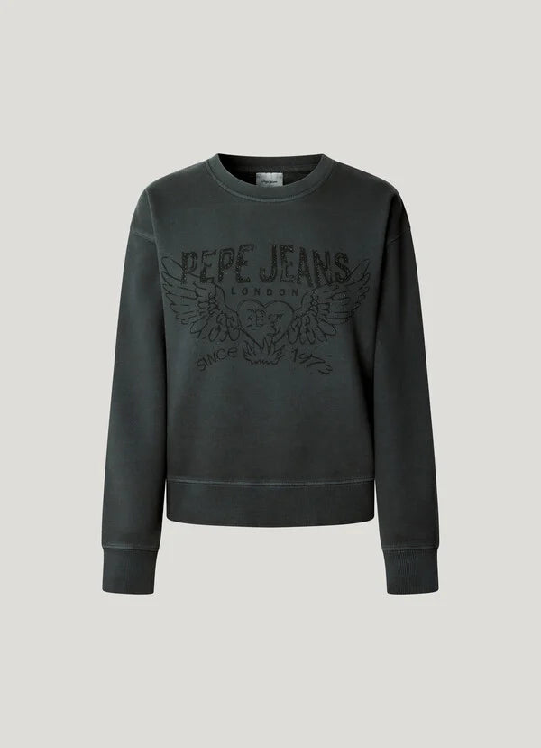 Pepe Jeans Sudadera Cuello Redondo con Logo - Coal Grey