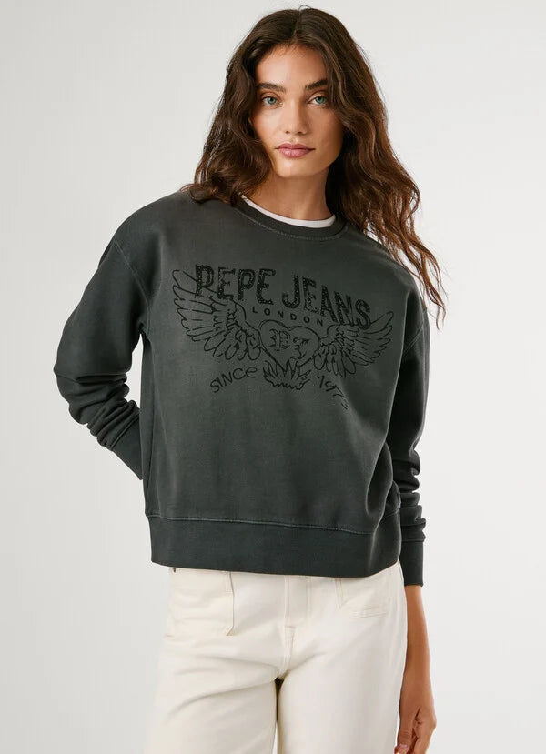 Pepe Jeans Sudadera Cuello Redondo con Logo - Coal Grey