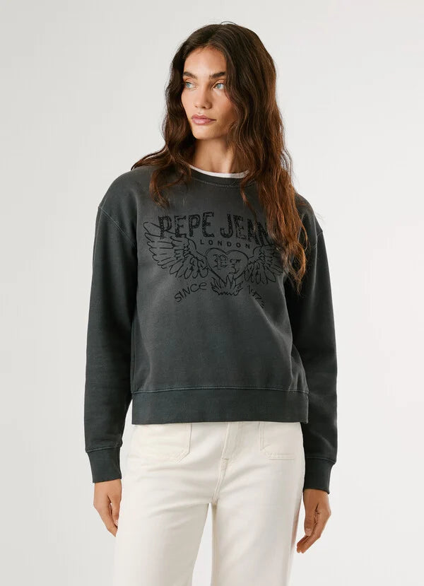 Pepe Jeans Sudadera Cuello Redondo con Logo - Coal Grey