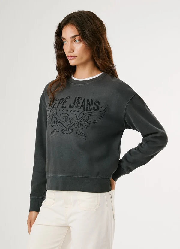 Pepe Jeans Sudadera Cuello Redondo con Logo - Coal Grey