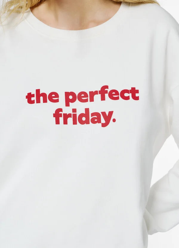 Pepe Jeans Sudadera Cuello Redondo con Texto Estampado - Blanco Roto