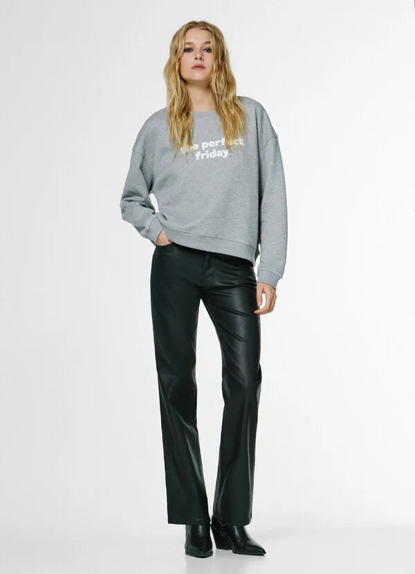 Pepe Jeans Sudadera Cuello Redondo con Texto Estampado - Gris