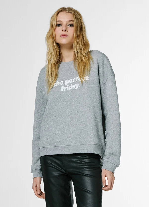 Pepe Jeans Sudadera Cuello Redondo con Texto Estampado - Gris