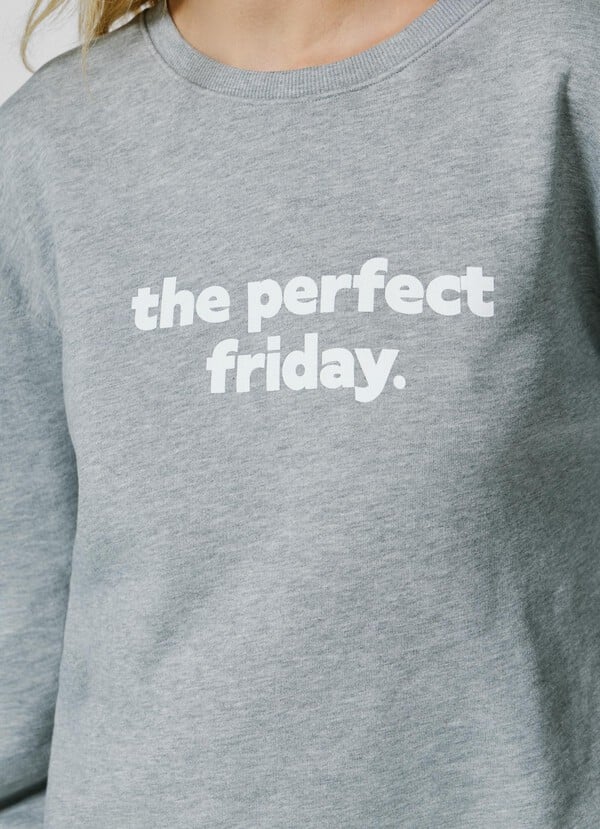 Pepe Jeans Sudadera Cuello Redondo con Texto Estampado - Gris