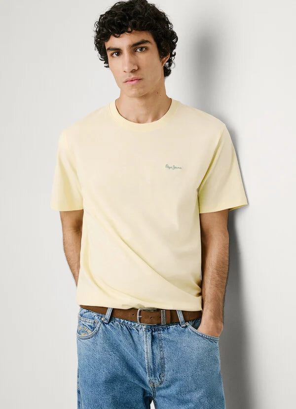 Pepe Jeans Camiseta Logo Bordado Fit Regular - Shine Yellow
