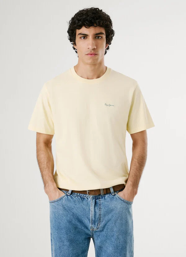 Pepe Jeans Camiseta Logo Bordado Fit Regular - Shine Yellow