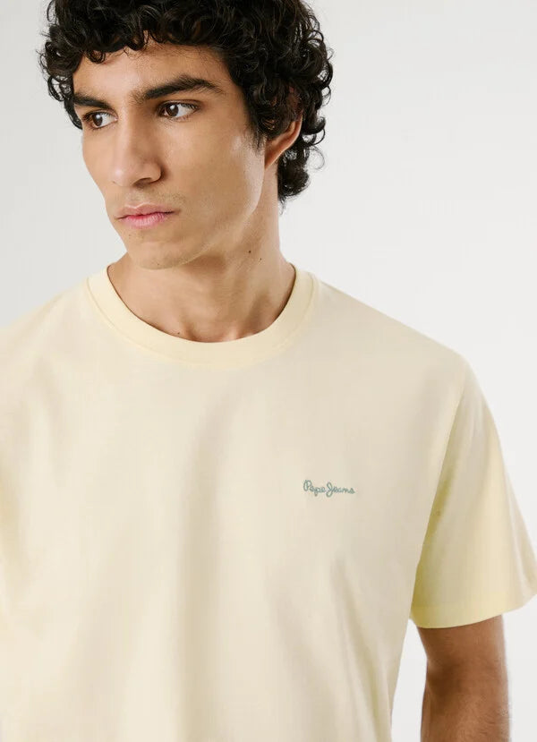 Pepe Jeans Camiseta Logo Bordado Fit Regular - Shine Yellow