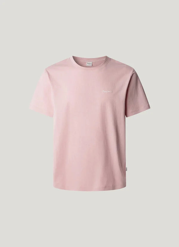 Pepe Jeans Camiseta Logo Bordado Fit Regular - Rose Pink