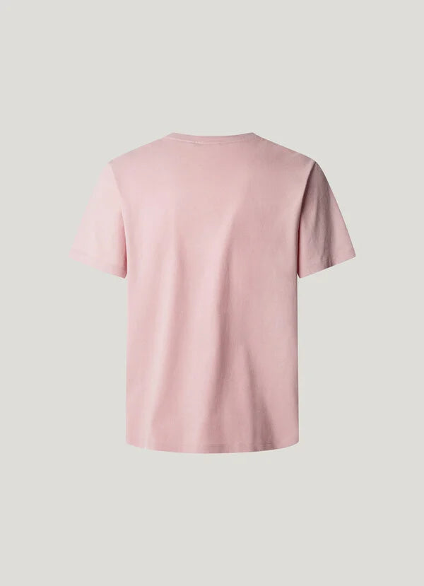 Pepe Jeans Camiseta Logo Bordado Fit Regular - Rose Pink