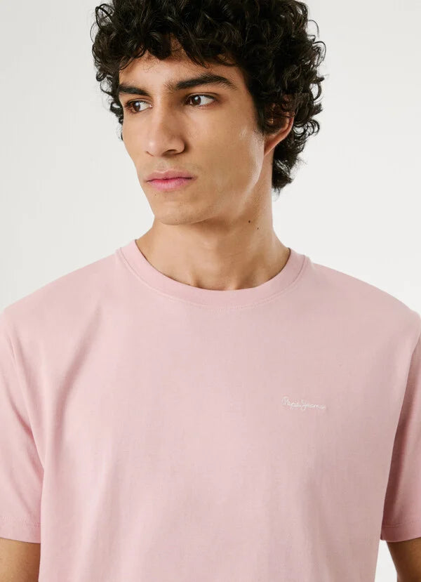 Pepe Jeans Camiseta Logo Bordado Fit Regular - Rose Pink