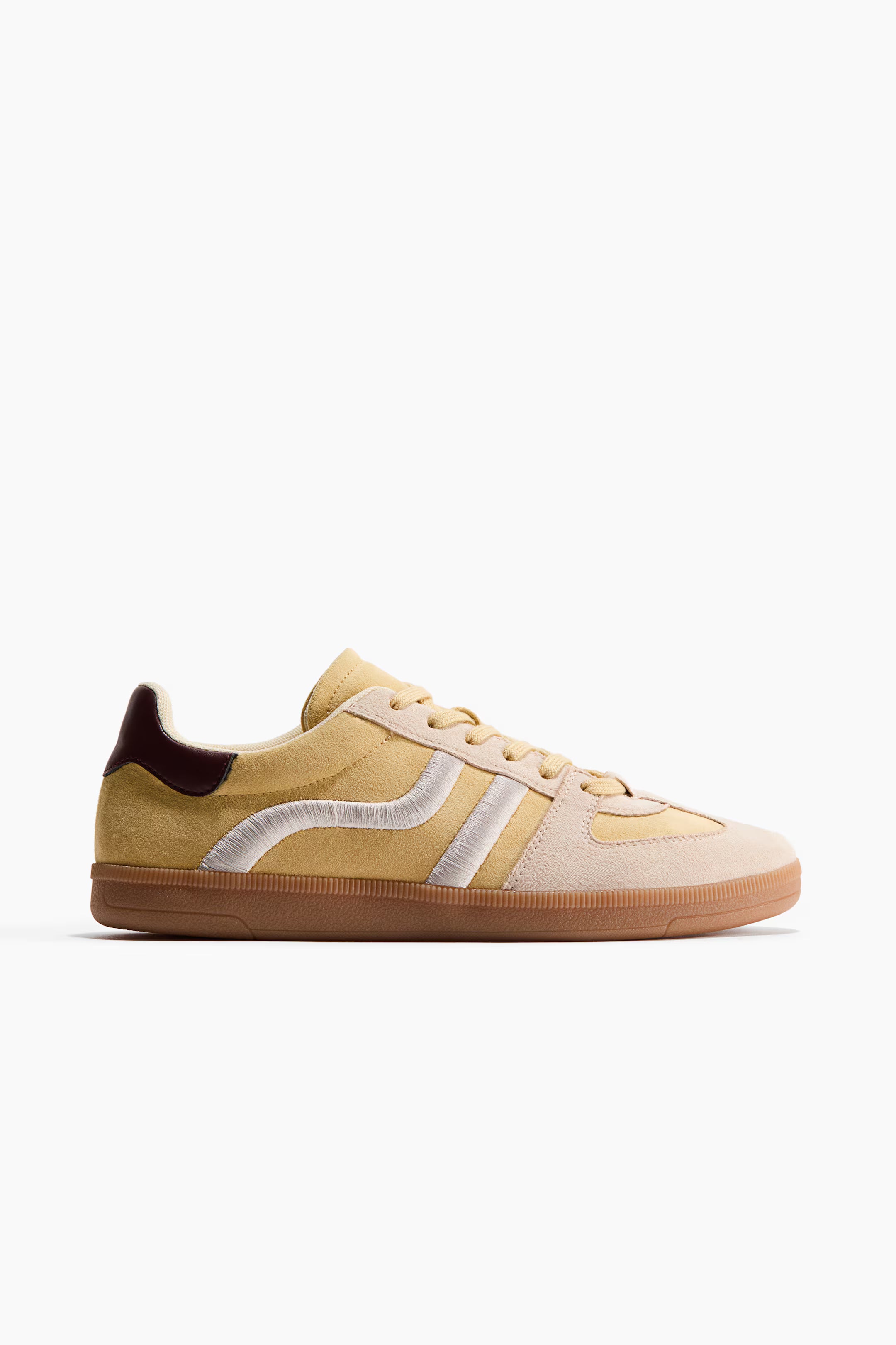 Zapatillas deportivas con collarín acolchado y cordones - Amarillo claro/Beige claro
