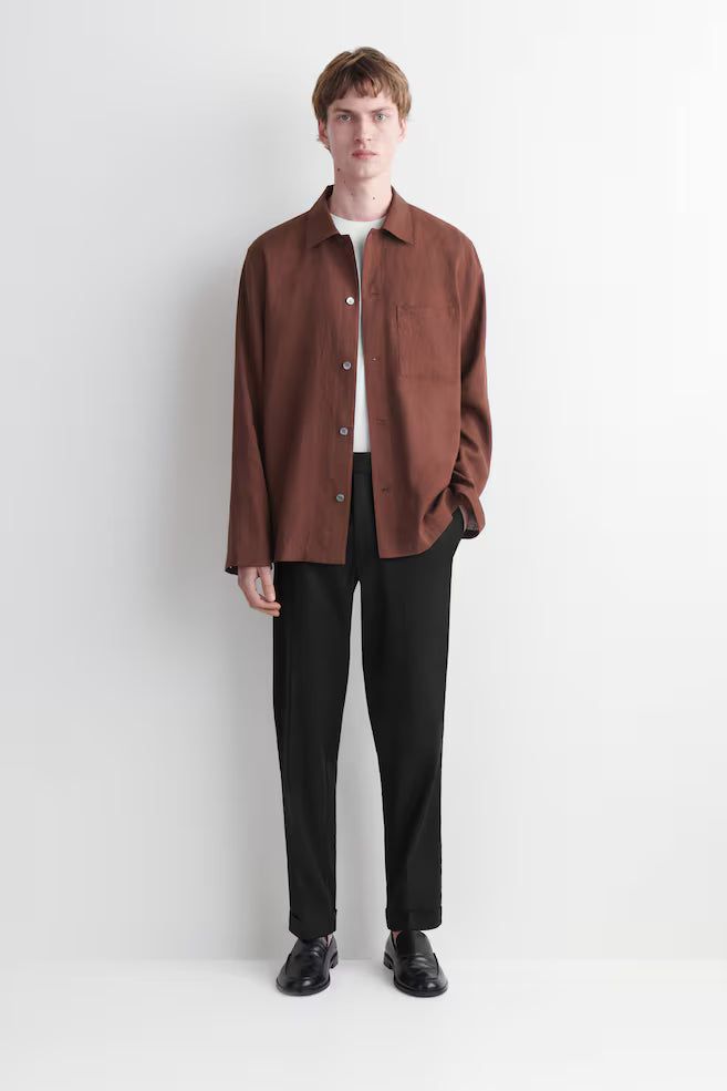 Pantalón de Lino y Algodón Slim Fit Straight Leg