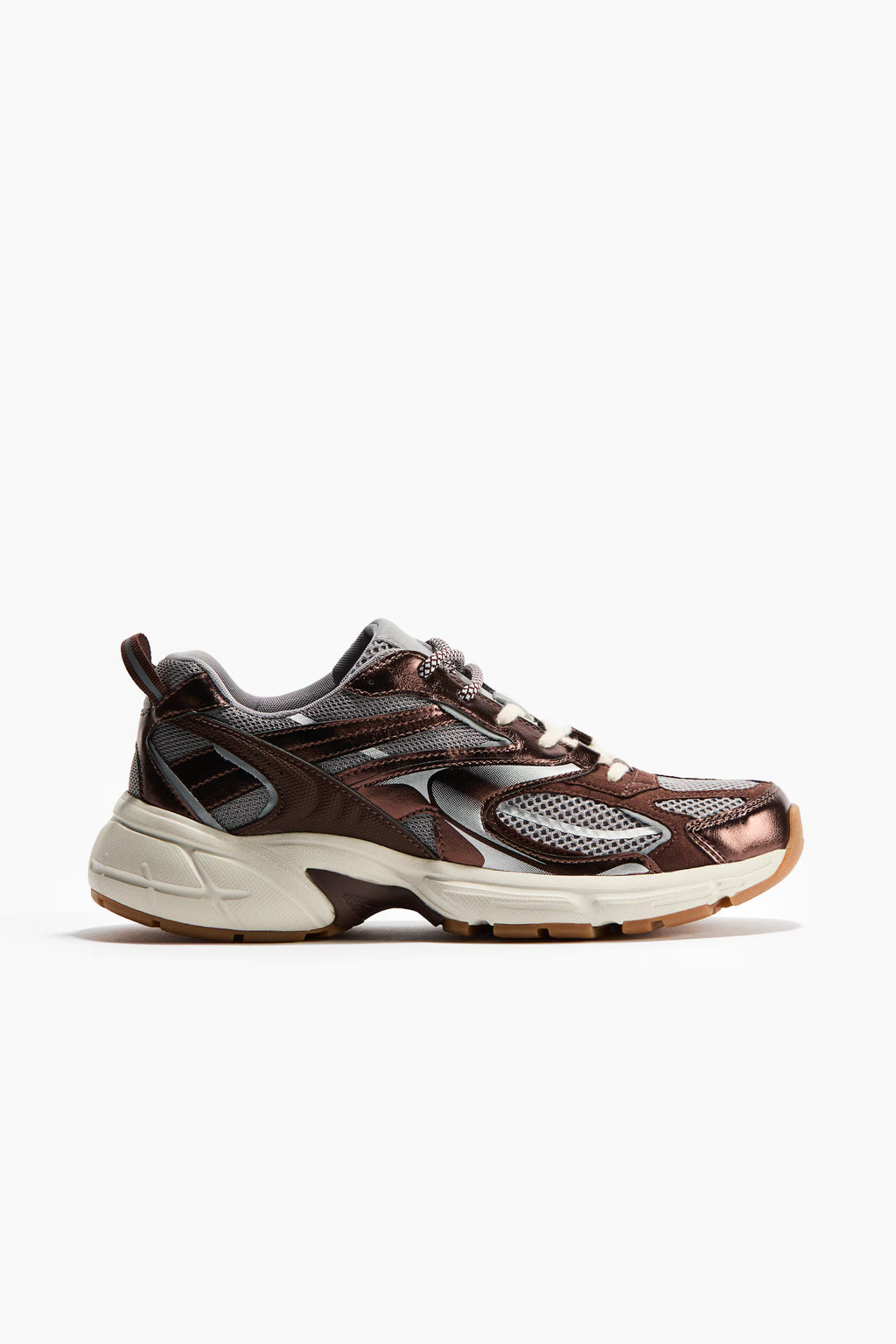 Zapatillas deportivas con suela gruesa HM Marrón oscuro/Gris claro/Plateado/Blanco