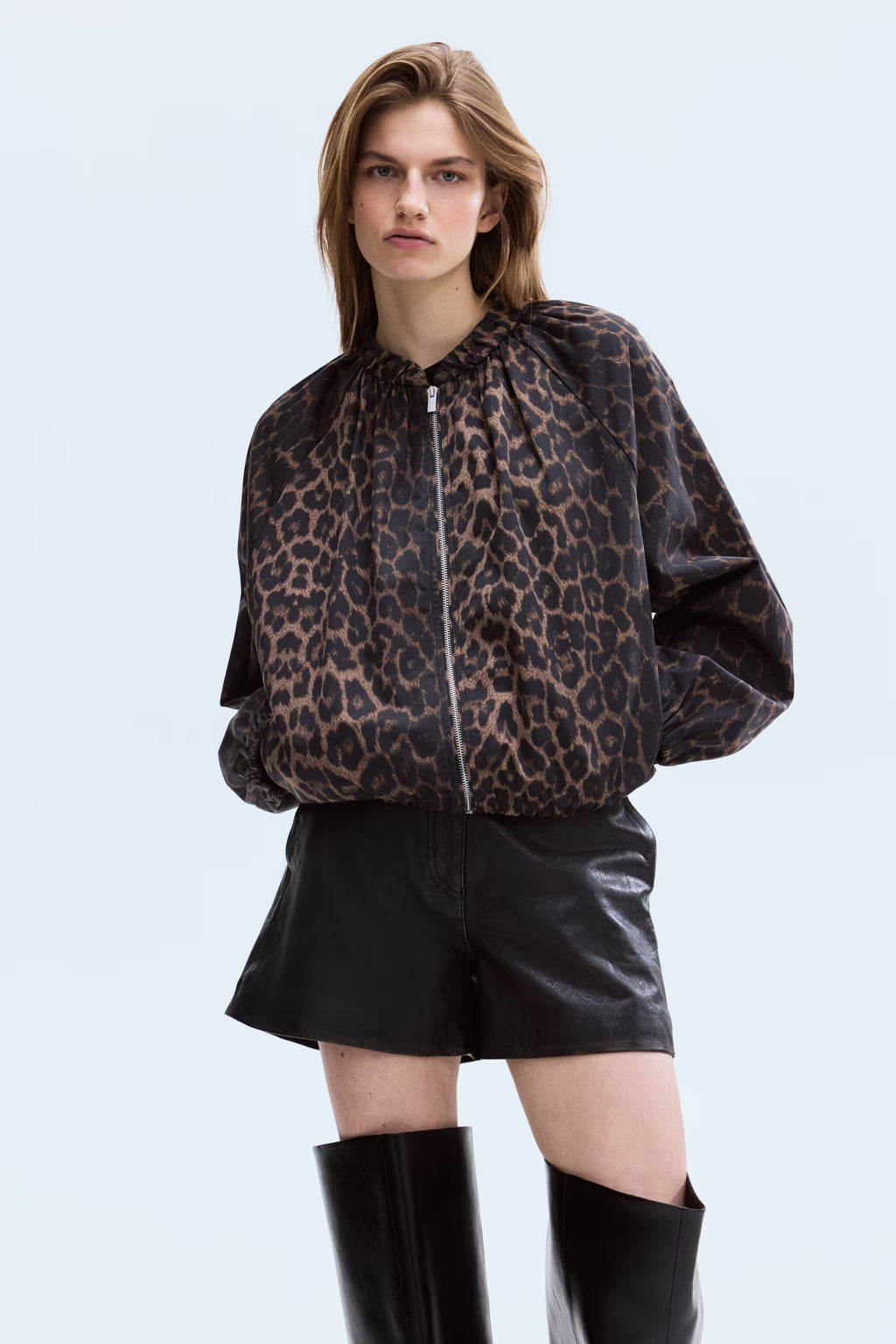 Cazadora bomber fruncida HM Marrón Leopardo