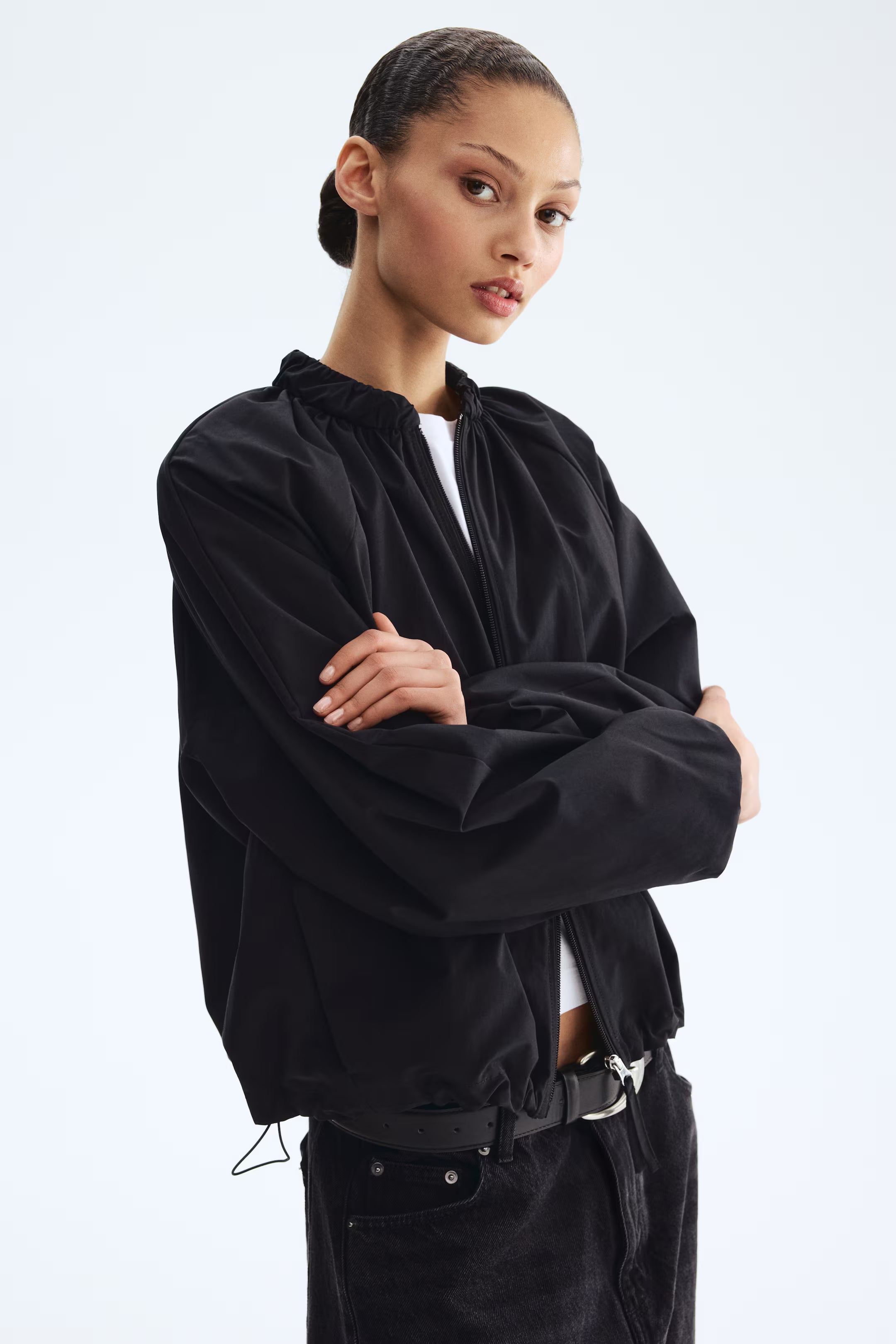 Cazadora bomber fruncida HM Negro