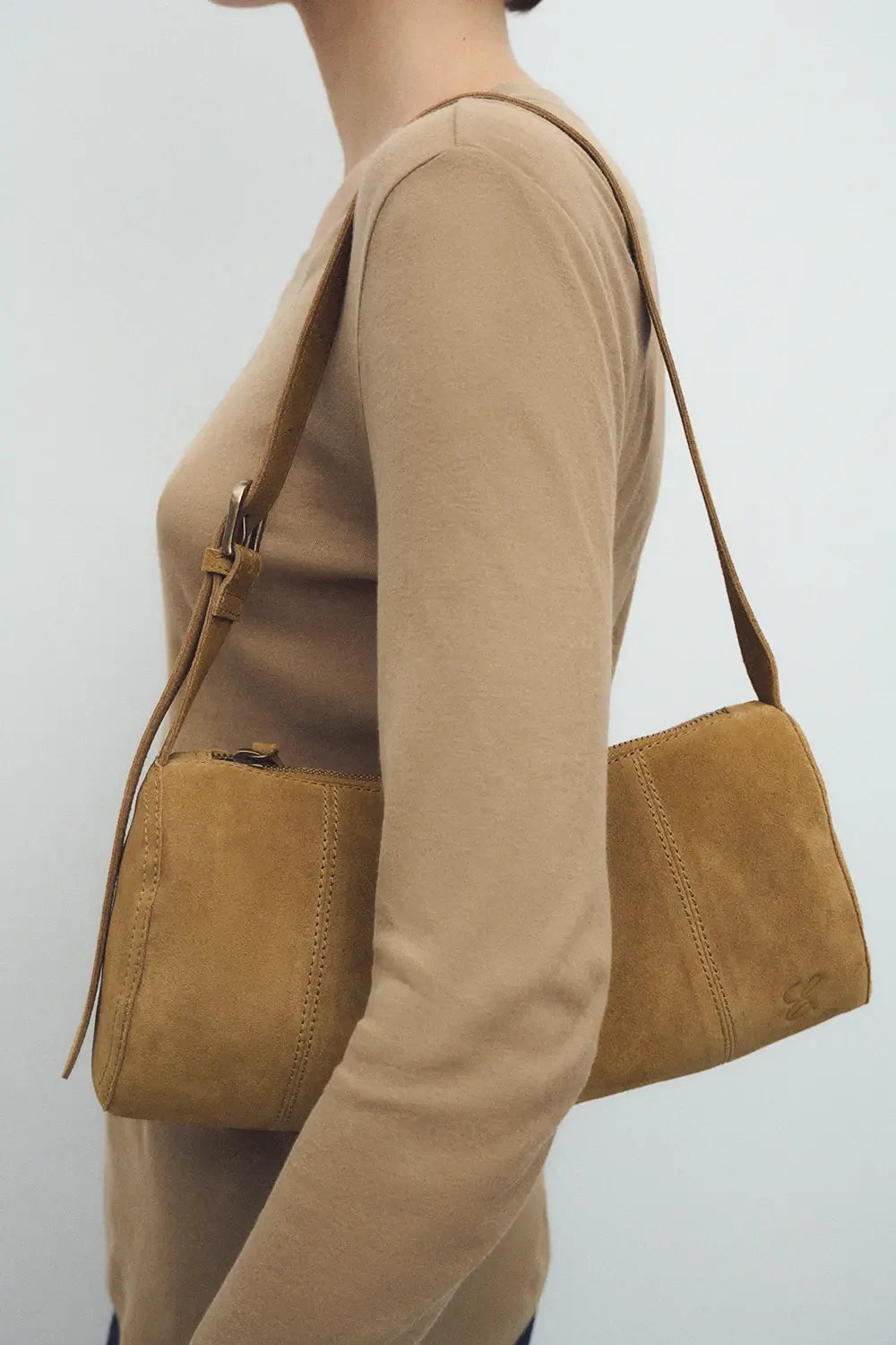 Bolso Suede Baguette Ante  marrón Caqui
