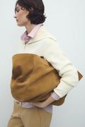 Bolso Shopper Suede Manhattan — Caqui Claro