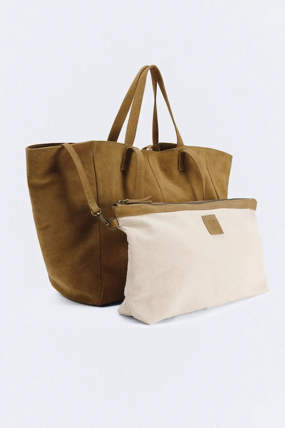 Bolso Shopper Suede Manhattan — Caqui Claro