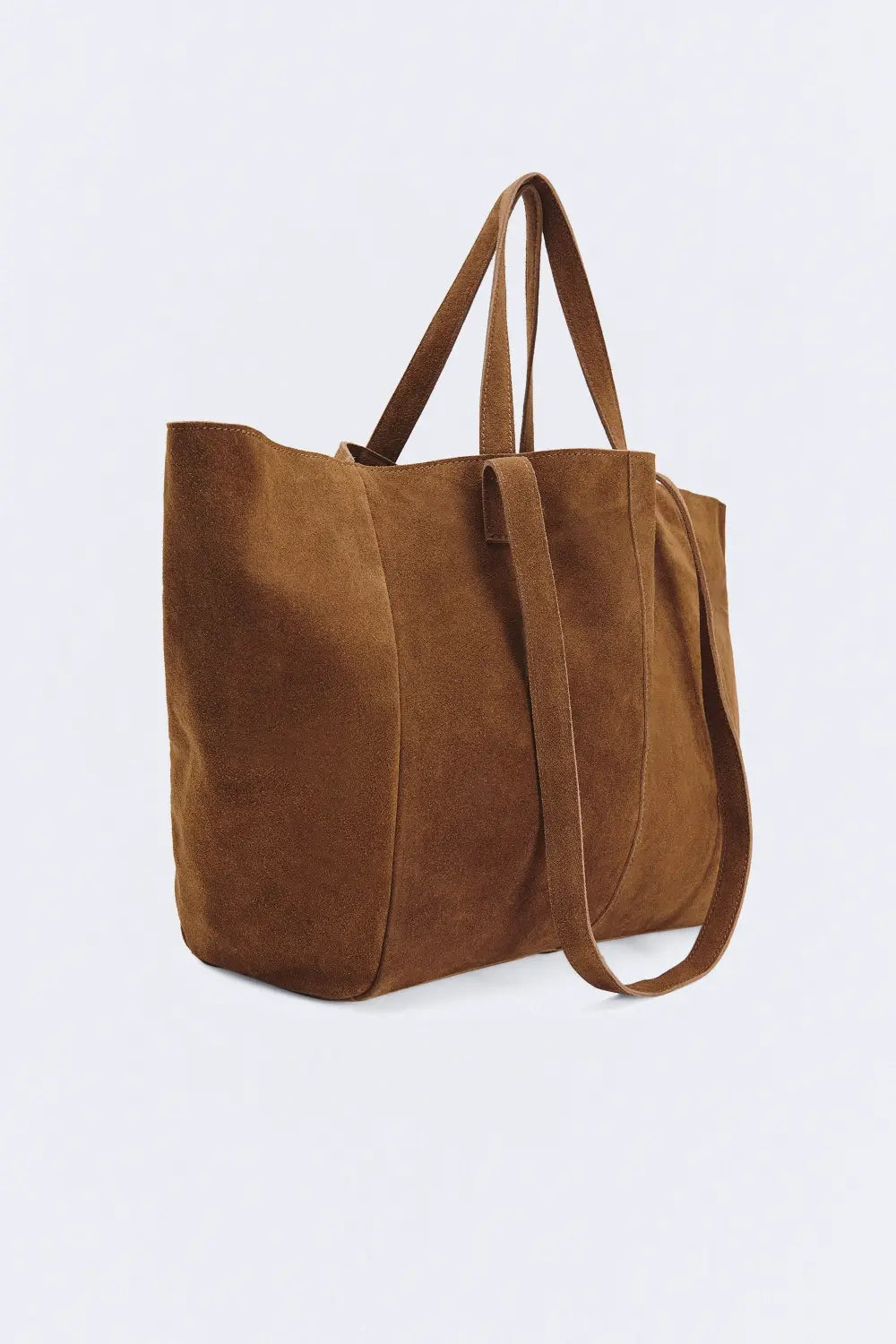 Bolso Shopper Suede Manhattan — Marrón