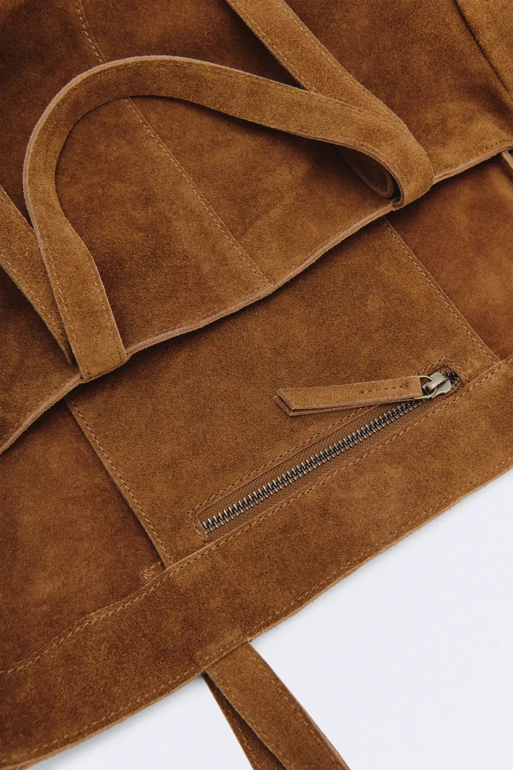 Bolso Shopper Suede Manhattan — Marrón