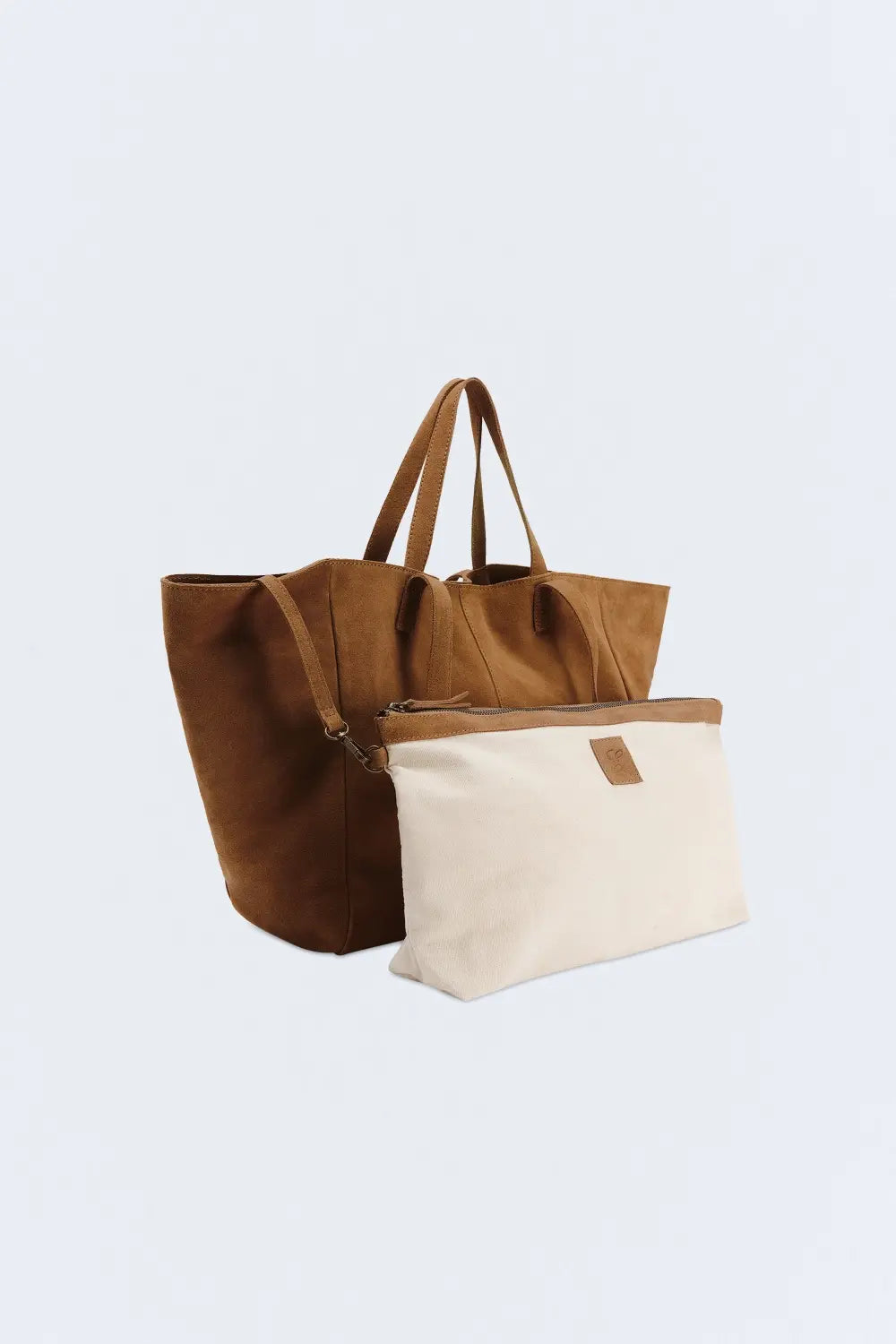 Bolso Shopper Suede Manhattan — Marrón