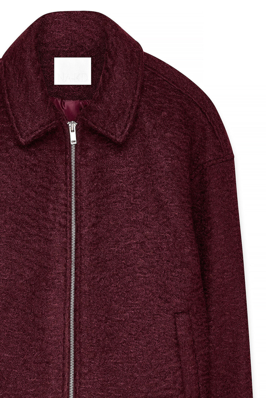 Chaqueta de Bouclé con Cremallera NA KD Burdeos