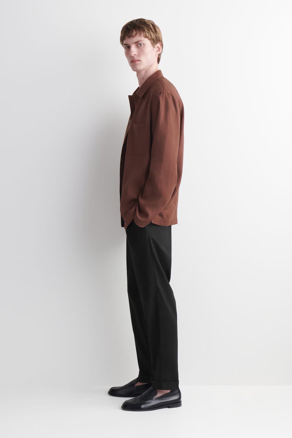 Pantalón de Lino y Algodón Slim Fit Straight Leg