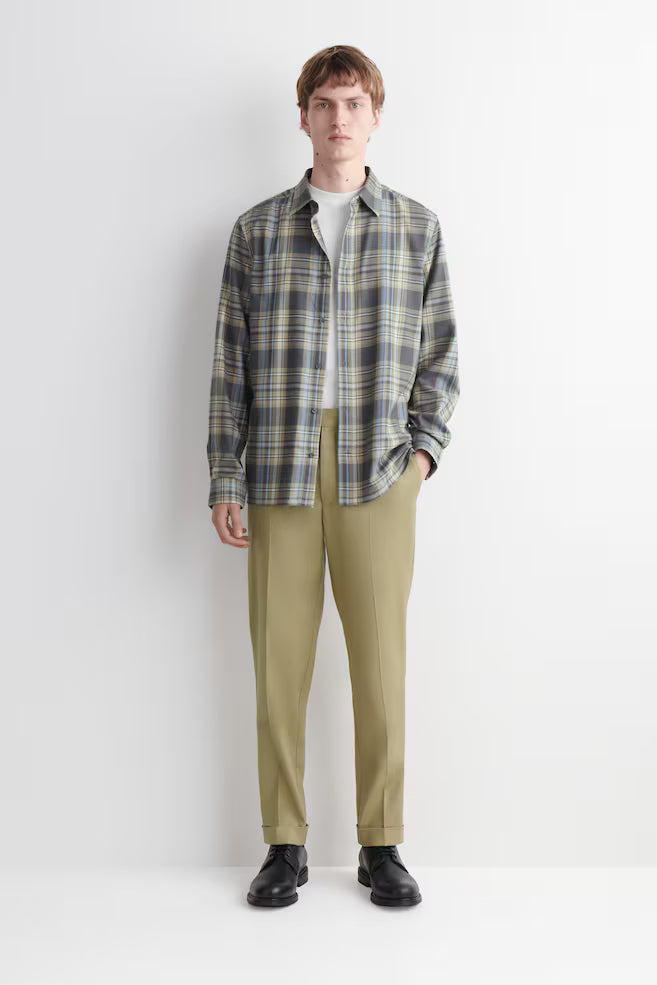 Pantalón de Lino y Algodón Slim Fit Straight Leg