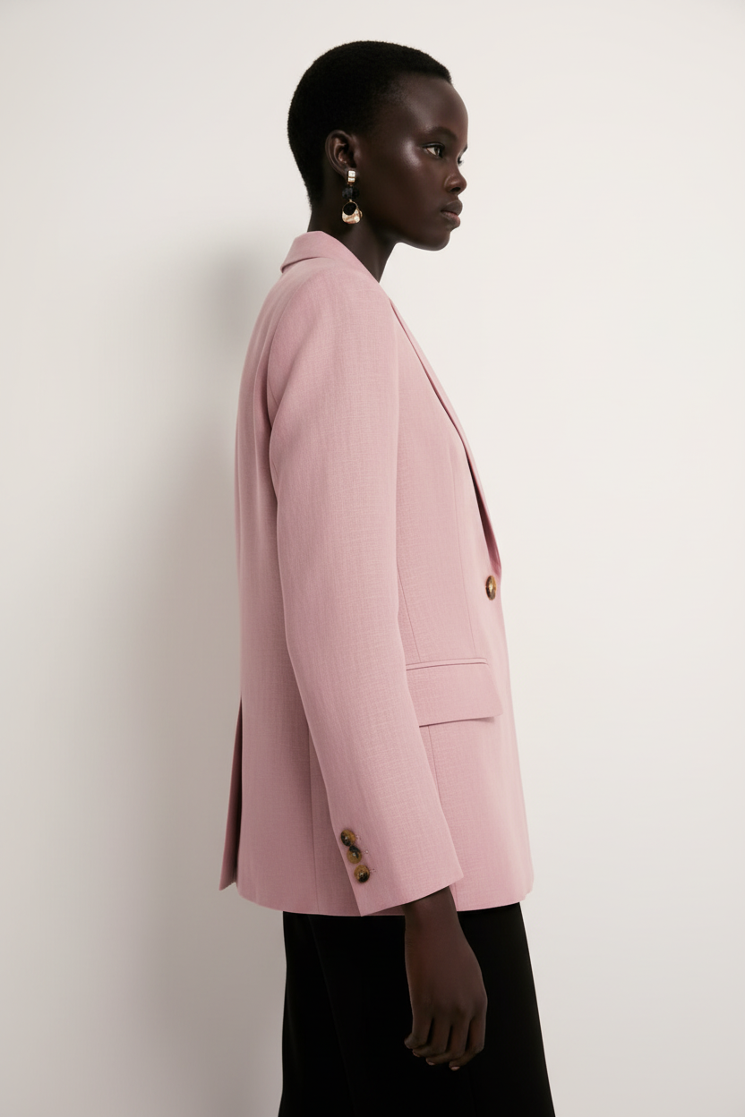 Chaqueta Lino Rosa - Vista lateral