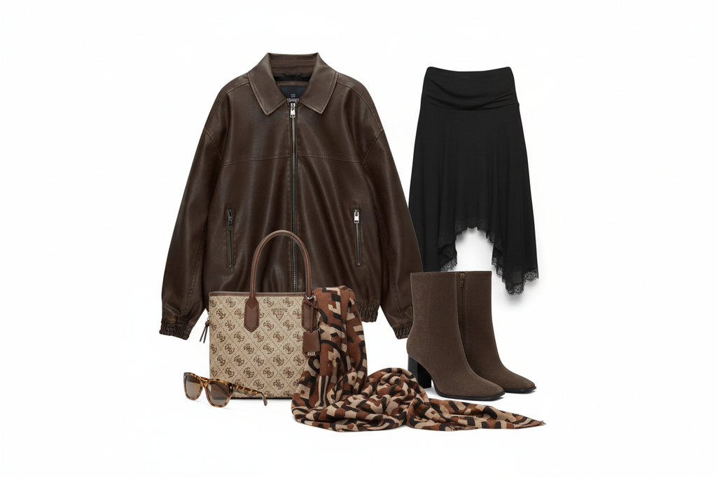 Collage outfit tonos tierra