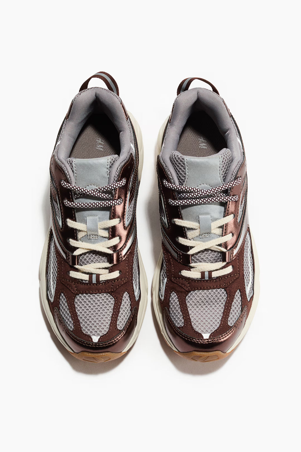 Zapatillas deportivas con suela gruesa HM Marrón oscuro/Gris claro/Plateado/Blanco