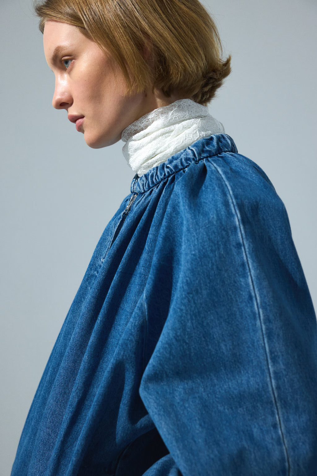 Cazadora bomber fruncida HM Azul Denim