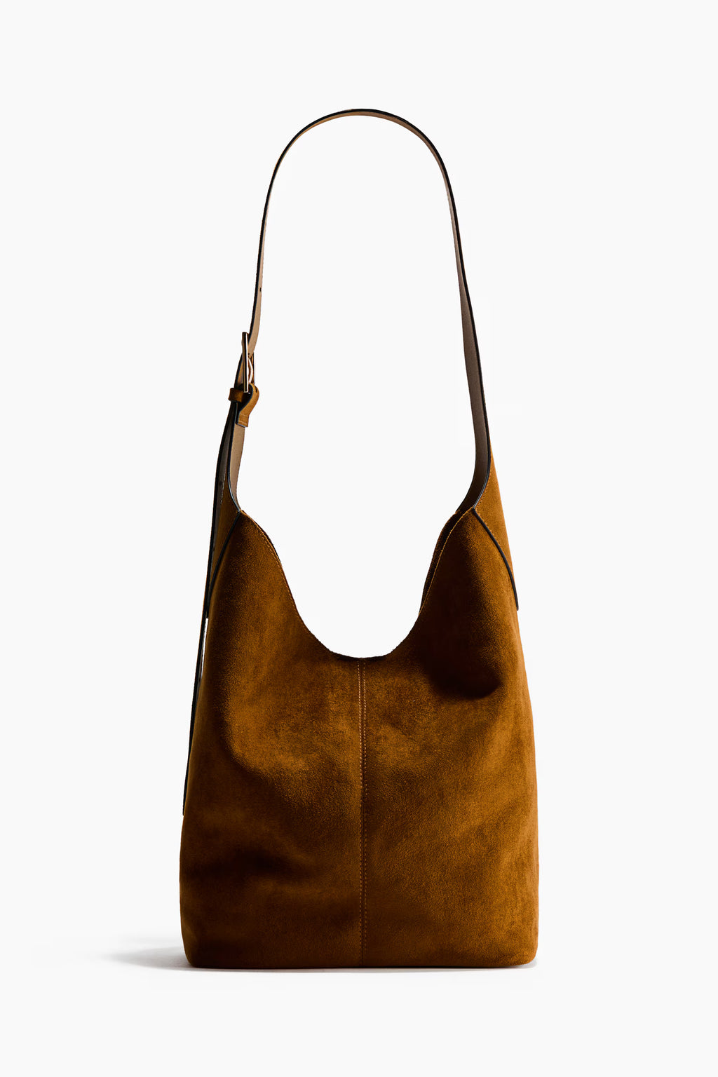 Bolso de hombro marrón nobuk H&M