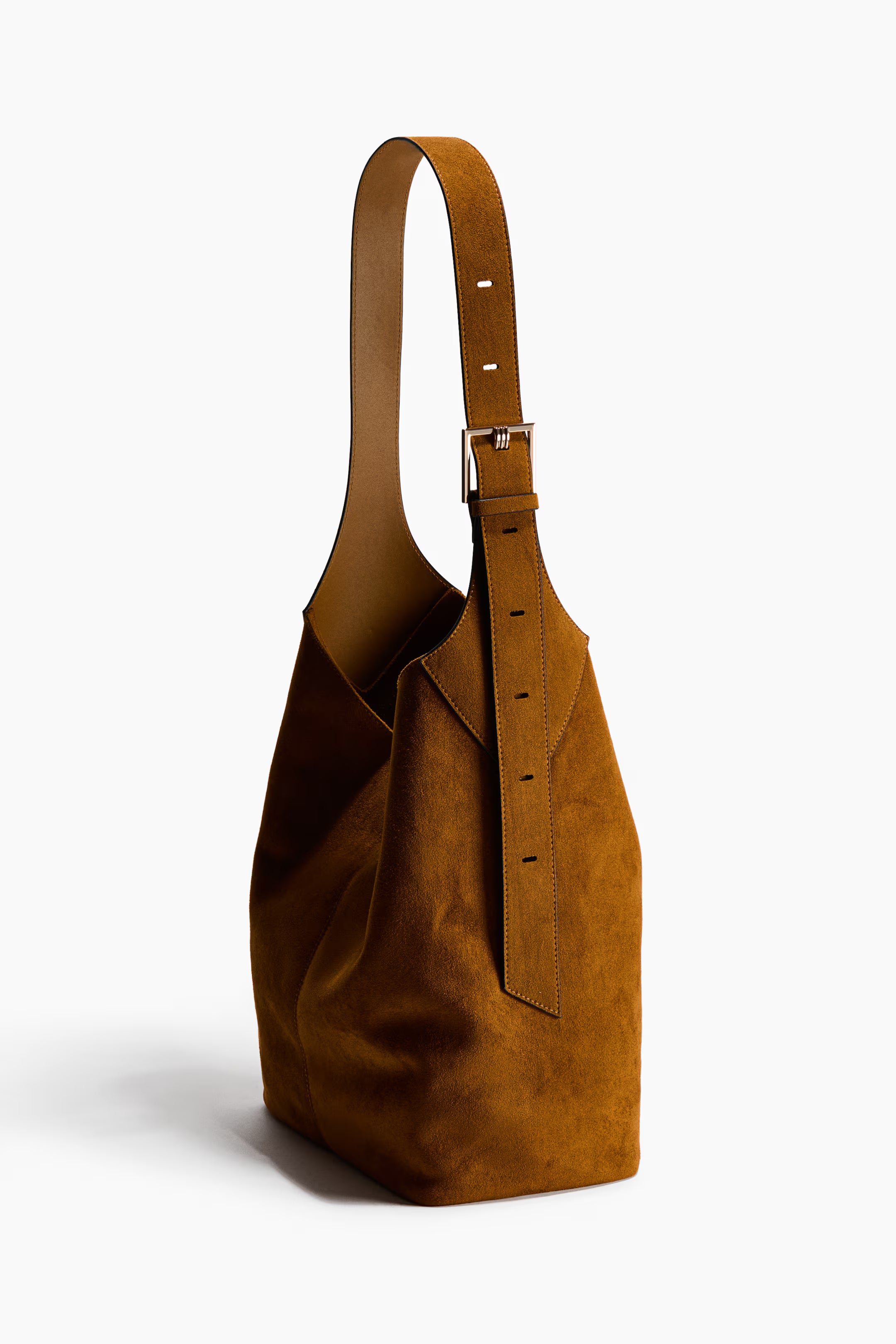 Bolso de hombro marrón nobuk H&M