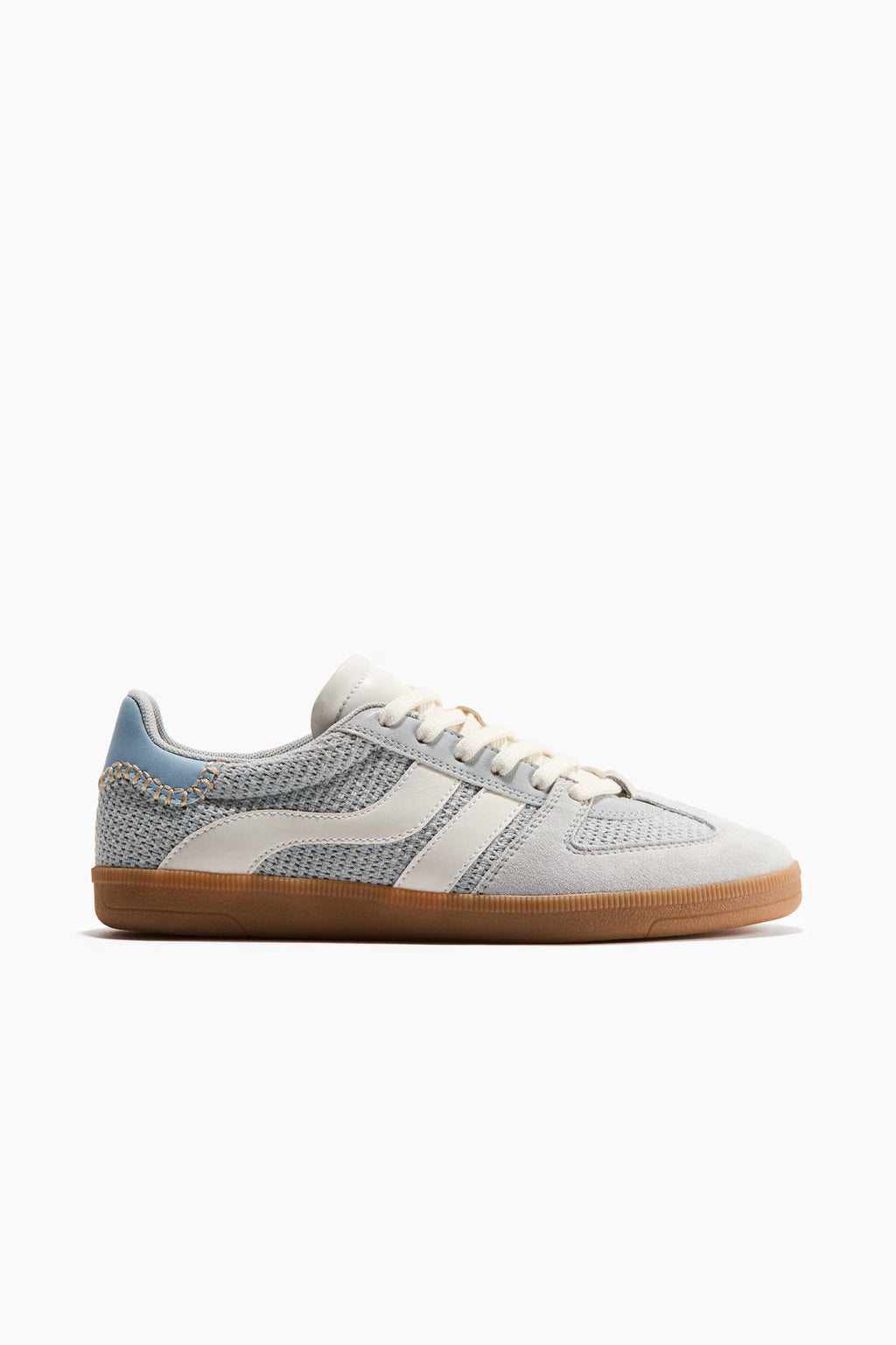 Zapatillas deportivas con collarín acolchado y cordones - Gris claro