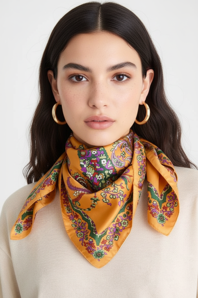 Foulard naranja cuello modelo nueva