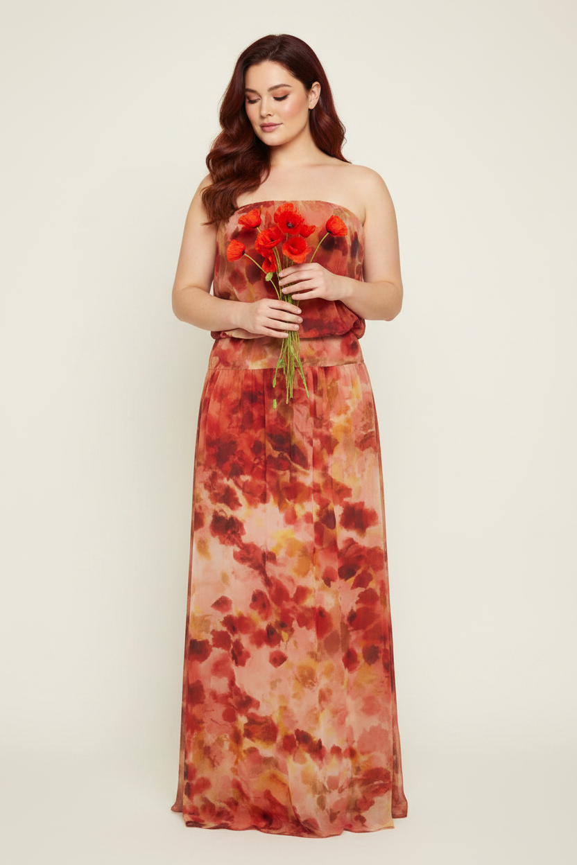 vestido Fiorella Strapless diseño floral primavera verano fiestas bodas recepción graduación The Gia Street elegante romántico sensual  